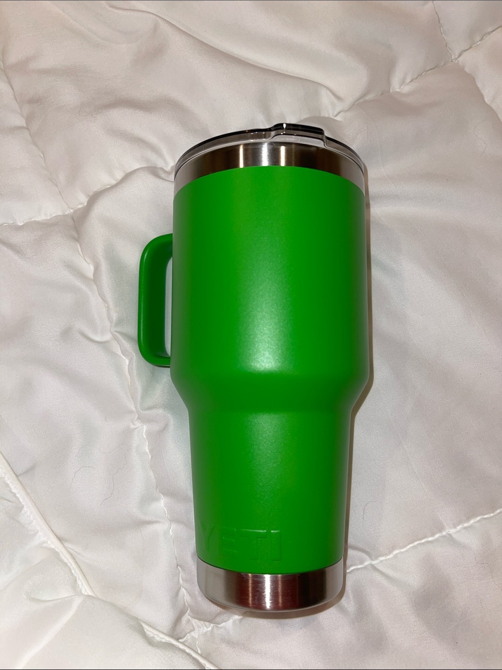 Yeti Green Insulated Tumbler with Handle and Clear Lid